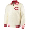 Cincinnati Reds The Captain Full-Zip Satin Varsity Cream Jacket