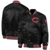 Cincinnati Reds The Diamond Full-Snap Satin Varsity Black Jacket 2