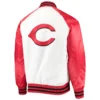 Cincinnati Reds White & Red Clean-Up Hitter Full-Snap Satin Varsity Jacket 1