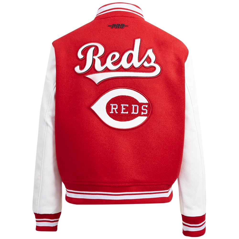 Cincinnati Reds Women’s Retro Classic Wool & Leather Varsity Jacket Red & White 1