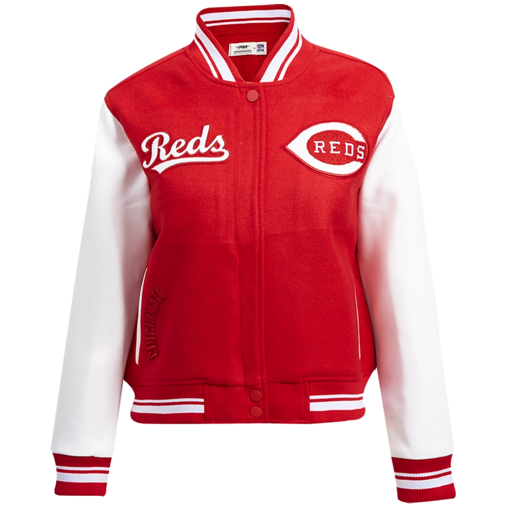 Cincinnati Reds Women’s Retro Classic Wool & Leather Varsity Jacket Red & White