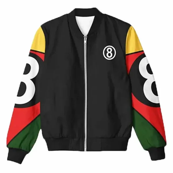 Classic 8 Ball 90s Black Bomber Polyester Jacket