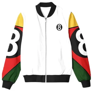 90s 8 Ball White Bomber Polyester Jacket