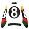 Classic 8 Ball 90s White and Multi Color Bomber Polyester Jacket