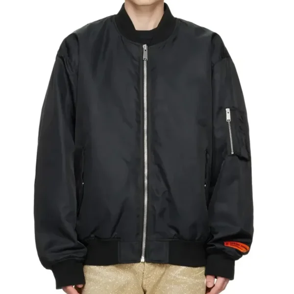 Classic 8 Ball Men's Black Nylon Bomber Jacket