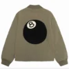 Classic 8 Ball Stussy Men's Olive Green Quilted Liner Nylon Jacket