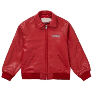 Classic Men’s 8 Ball Supreme AW19 Martin Wong Red Genuine Leather Jacket