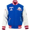 Classic Texas Rangers Retro Blue and White Varsity Wool Jacket