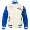 Classic Texas Rangers Retro White and Blue Varsity Wool Jacket