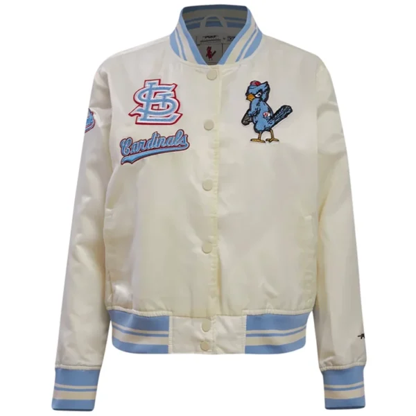 Classic Women’s St. Louis Cardinals Retro Full-Snap White Varsity Jacket