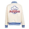 Classic Women’s Texas Rangers Retro Full-Snap Cream Varsity High Quality Satin Jacket
