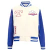 Classic Women’s Texas Rangers Retro White and Blue Varsity Jacket