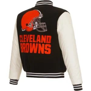Cleveland Browns Black Two Tone Wool Varsity Jacket 1