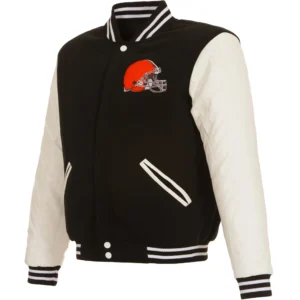 Cleveland Browns Black Two Tone Wool Varsity Jacket