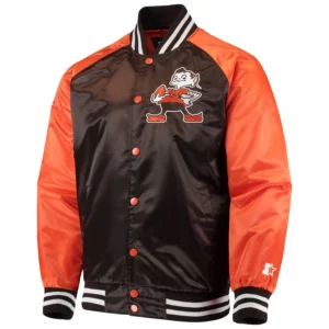 Cleveland Browns Lead Off Satin Brown Varsity Jacket