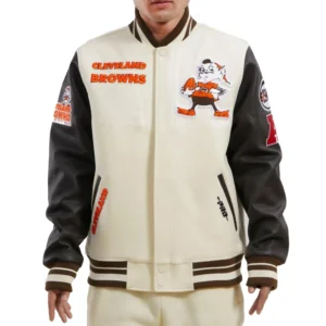 Cleveland Browns Retro Classic Varsity Cream Jacket