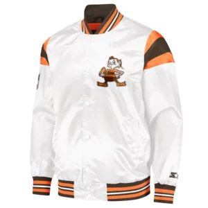 Cleveland Browns Satin White Varsity Jacket