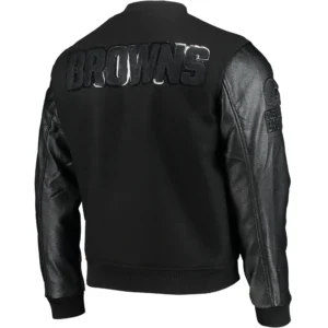 Cleveland Browns Triple Black Wool Varsity Jacket 1