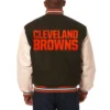 Cleveland Browns Two Tone Wool Brown Varsity Jacket 1