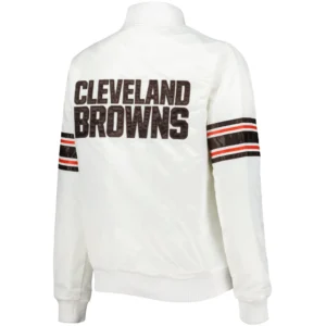 Cleveland Browns White Line Up Varsity Jacket 1