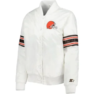 Cleveland Browns White Line Up Varsity Jacket
