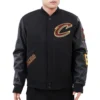 Cleveland Cavaliers Classic Black Wool and Leather Varsity Jacket