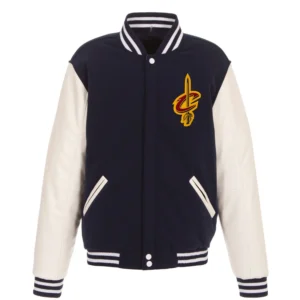 Cleveland Cavaliers Navy Blue Two Tone Wool Varsity Jacket