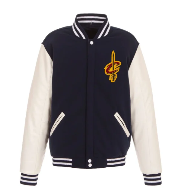 Cleveland Cavaliers Navy Blue Two Tone Wool Varsity Jacket