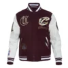 Cleveland Cavaliers Pro Prep Maroon and White Wool & Leather Varsity Jacket