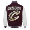 Cleveland Cavaliers Pro Prep Maroon and White Wool & Leather Varsity Jacket 3