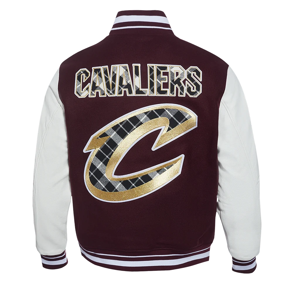 Cleveland Cavaliers Pro Prep Maroon and White Wool & Leather Varsity Jacket 3