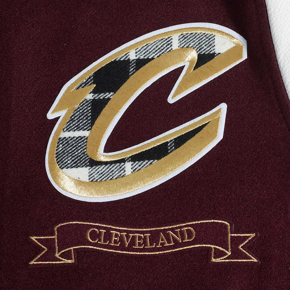 Cleveland Cavaliers Pro Prep Maroon and White Wool & Leather Varsity Jacket 6