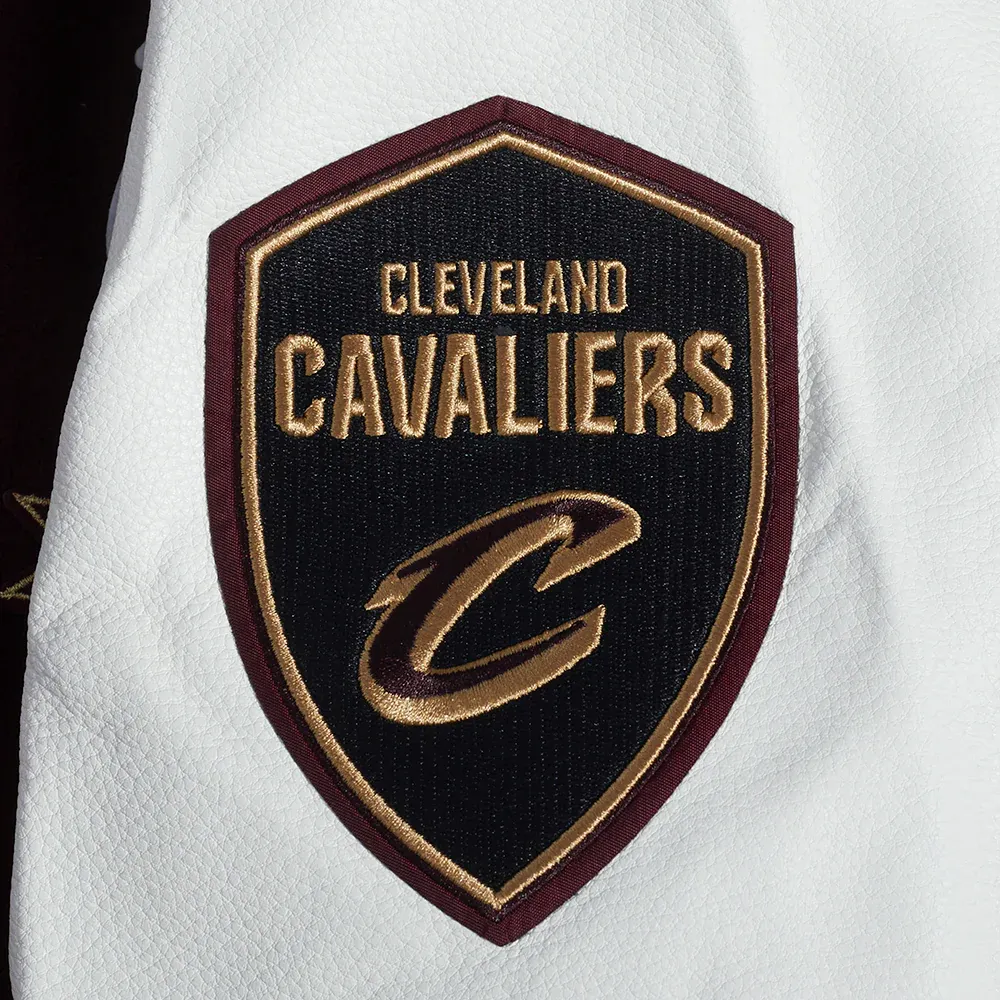 Cleveland Cavaliers Pro Prep Maroon and White Wool & Leather Varsity Jacket 7