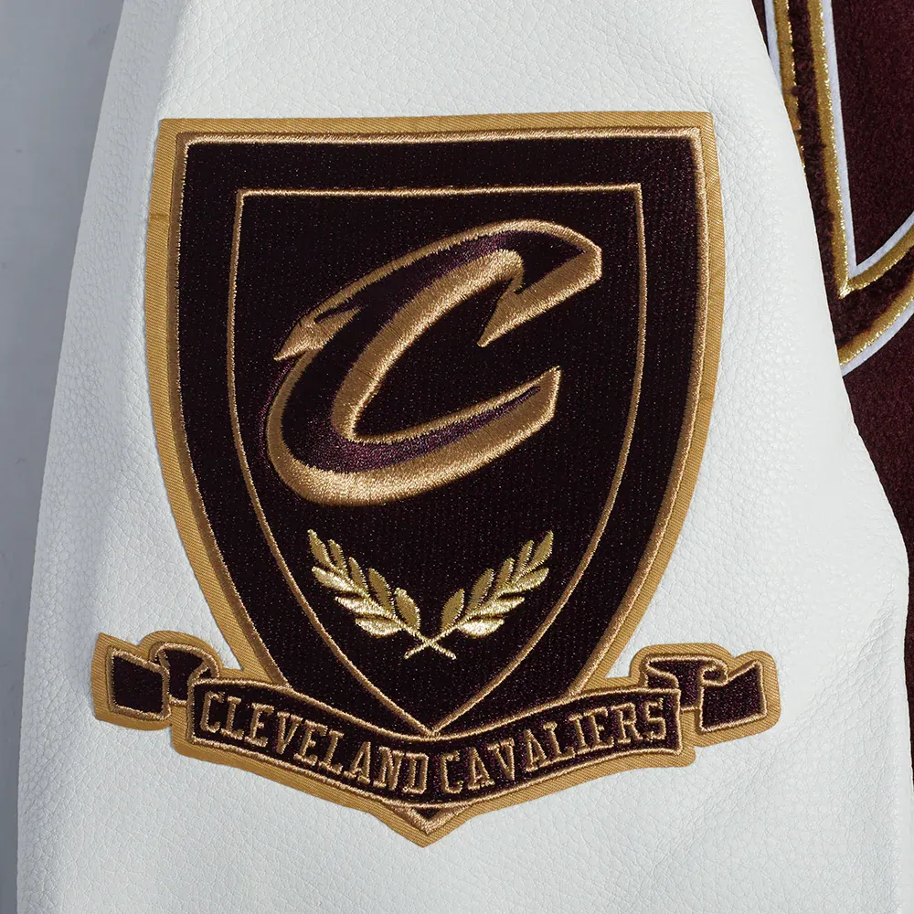 Cleveland Cavaliers Pro Prep Maroon and White Wool & Leather Varsity Jacket 8