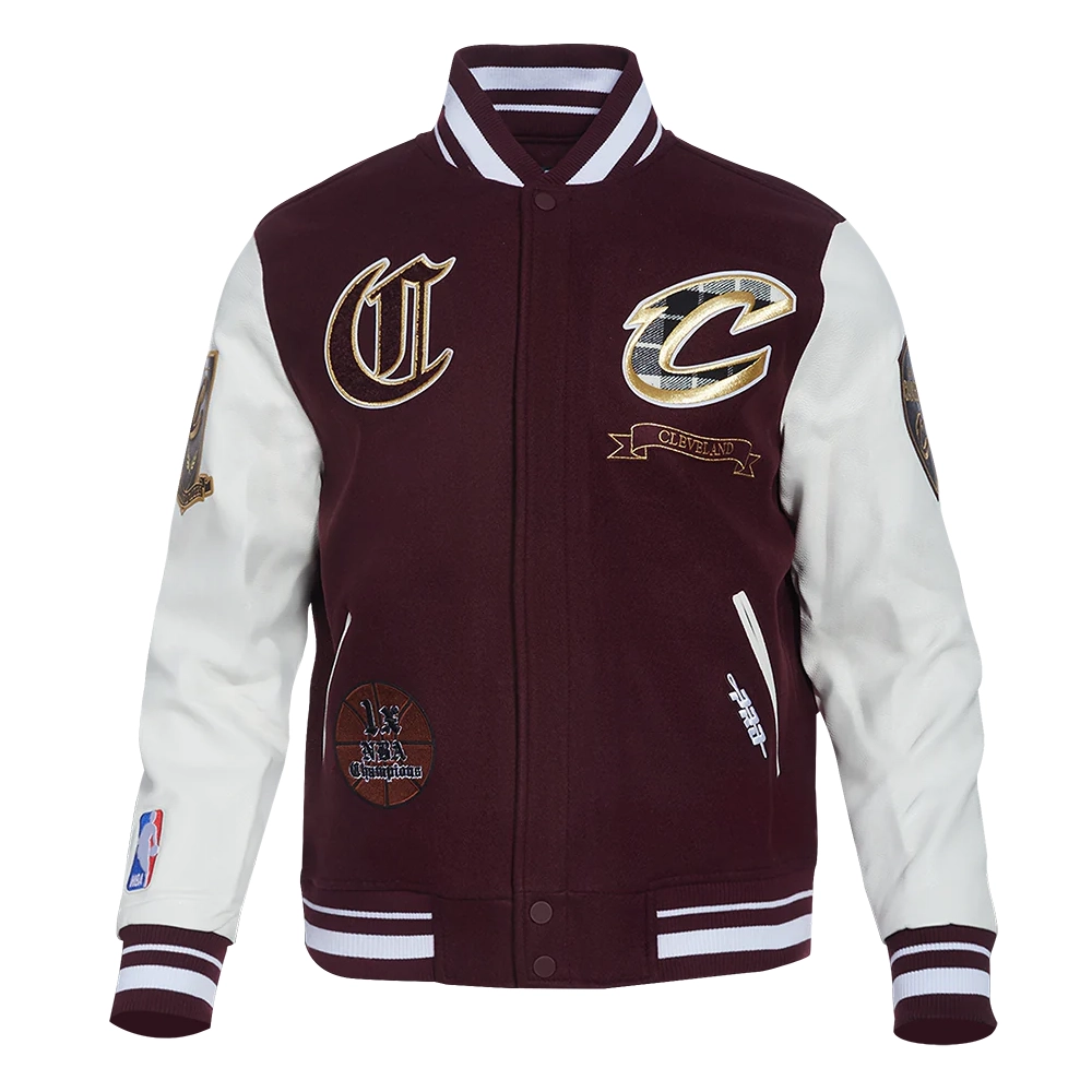 Cleveland Cavaliers Pro Prep Maroon and White Wool & Leather Varsity Jacket