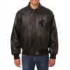 Cleveland Cavaliers Shirt Collar Full Black Leather Bomber Varsity Jacket
