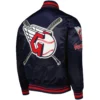 Cleveland Guardians Mashup Full-Snap Satin Varsity Navy Jacket 1
