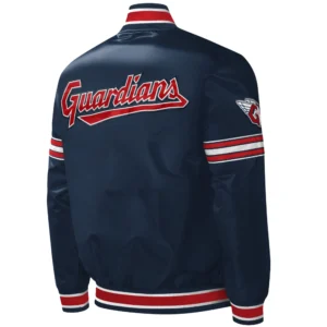 Cleveland Guardians Navy Midfield Full-Snap Satin Varsity Jacket 1