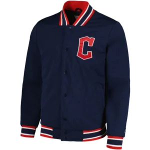 Cleveland Guardians Navy Secret Weapon Full-Snap Polyester Varsity Jacket