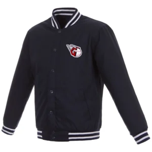 Cleveland Guardians One Color Poly Twill Two Tone Varsity Navy Jacket