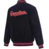 Cleveland Guardians One Color Rib Knitted Wool Varsity Navy Jacket 1