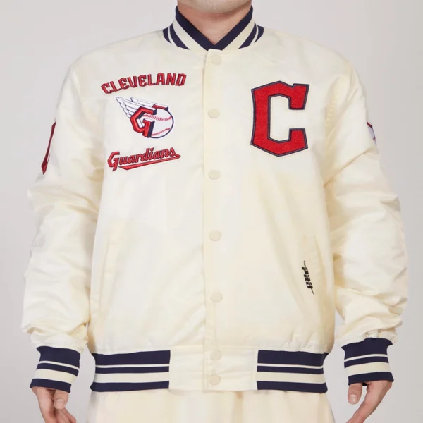 Cleveland Guardians Retro Classic Satin Varsity Jacket