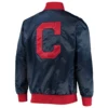 Cleveland Guardians The Ambassador Navy Satin Varsity Jacket 1