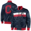 Cleveland Guardians The Ambassador Navy Satin Varsity Jacket 3