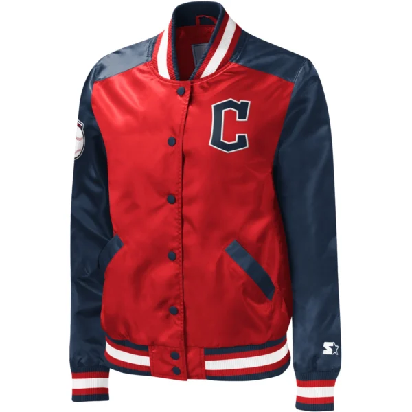 Cleveland Guardians The Legend Full-Snap Satin Varsity Jacket