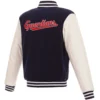 Cleveland Guardians Two Tone Wool & Faux Leather Varsity Jacket 1