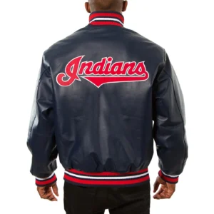 Cleveland Indians Baseball Team Players Full Leather Varsity Jacket 1