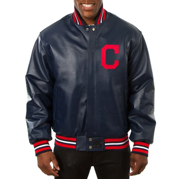 Cleveland Indians Baseball Team Players Full Leather Varsity Jacket