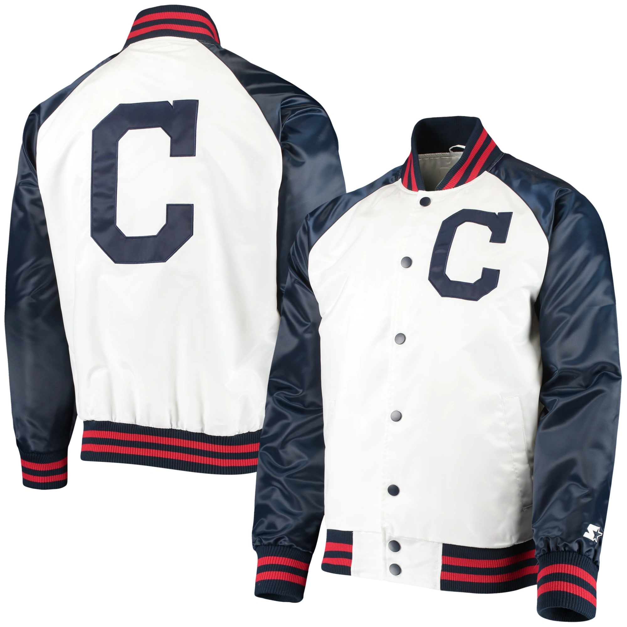 Cleveland Indians Clean-Up Hitter Full-Snap Satin Varsity Jacket 2