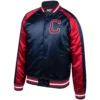 Cleveland Indians Color Block Full-Snap Satin Varsity Jacket